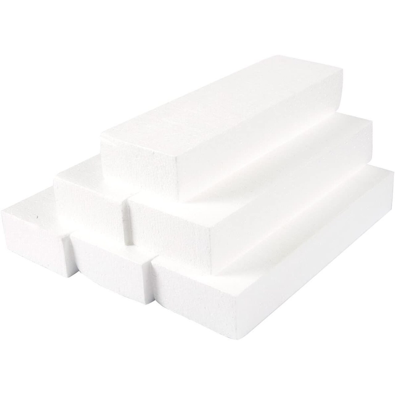 6 Pack Foam Blocks for Crafts - 12x4x2" Polystyrene Brick Rectangles for Art Sculpting, Flower Arrangements, DIY, Packing